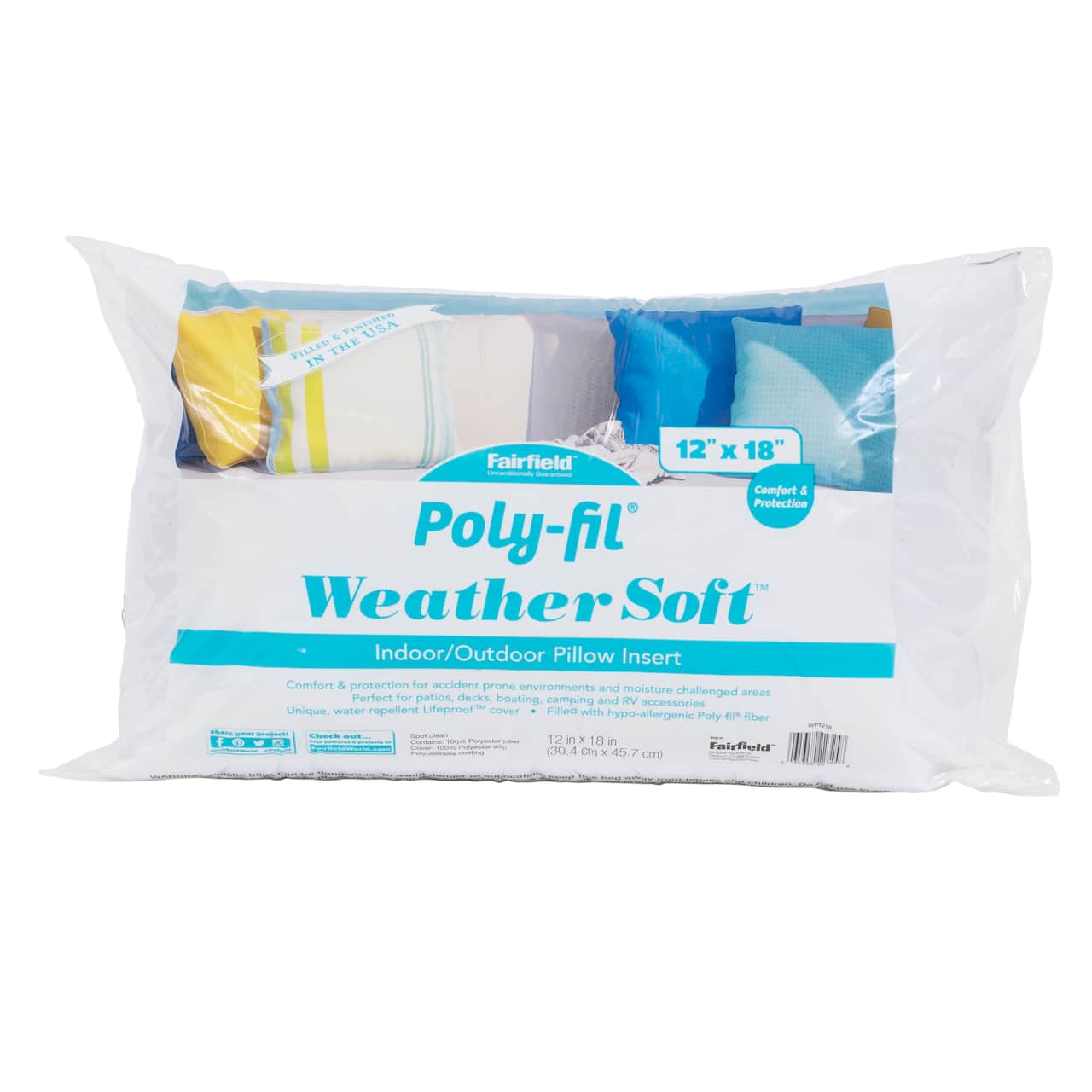 Poly-Fil® Weather Soft™ Indoor/Outdoor Pillow Insert, 12" x 18"